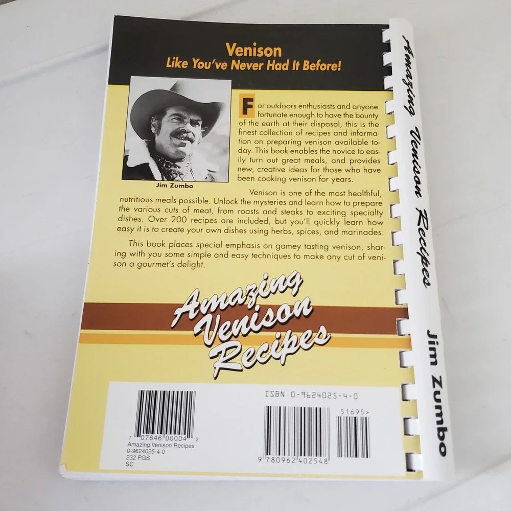 Jim Zumbo's Amazing Venison Recipes Signed Cookbook Wild Game Deer Elk Moose